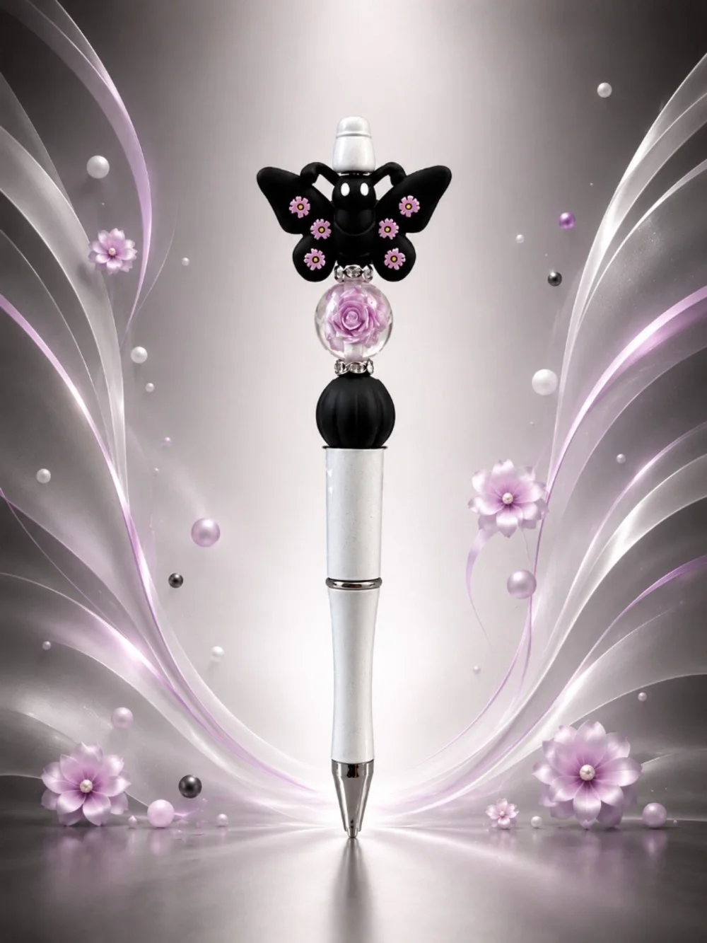 Enchanted Butterfly Blossom Beaded Pen